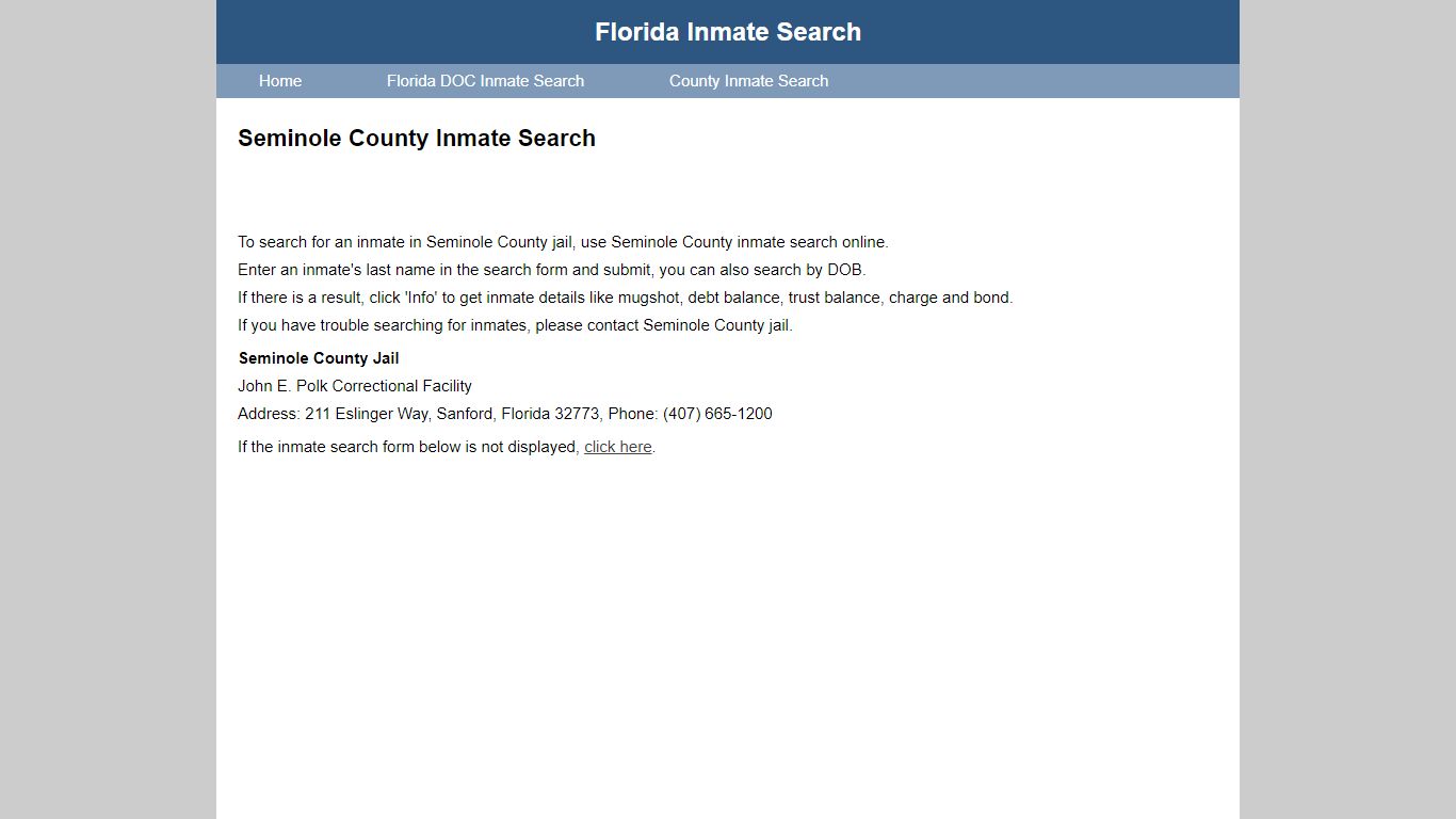 Seminole County Jail Inmate Search